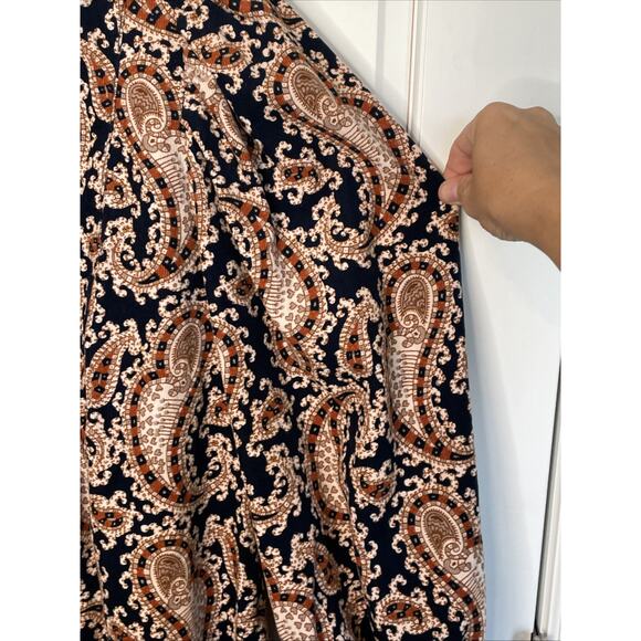 Banana Republic Women's Boho Paisley Corduroy Mini Dress Sz L 70s Peasant Flowy - Picture 5 of 15